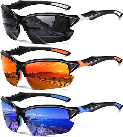 Polarized Sports Sunglasses (black, red, yellow)