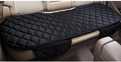 1pc Plush Car Back Seat Cover – Rear Row Protector Mat with Non-Slip Cushioning (black)