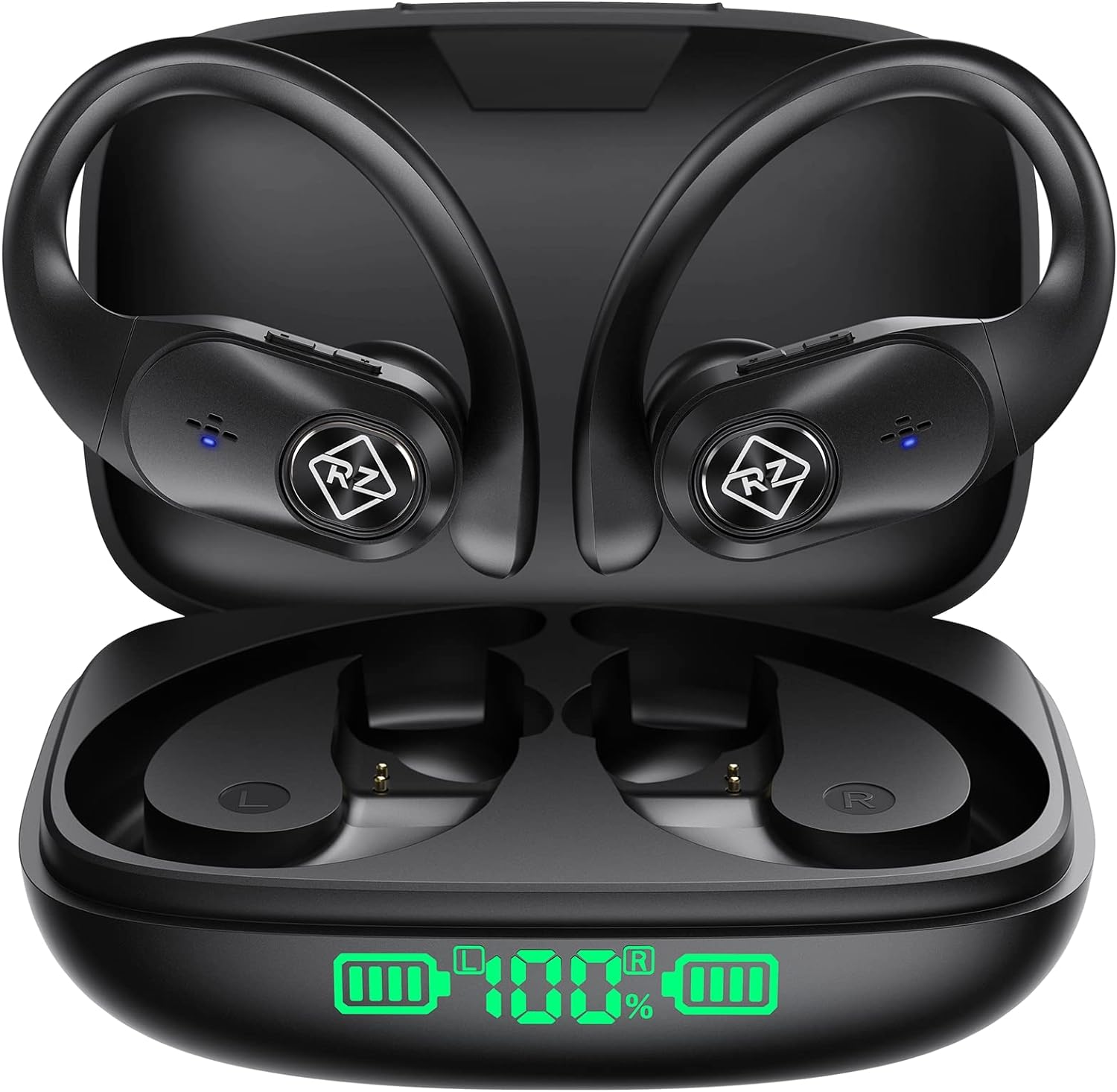 Waterproof Wireless Earbuds with Mic and LED Display