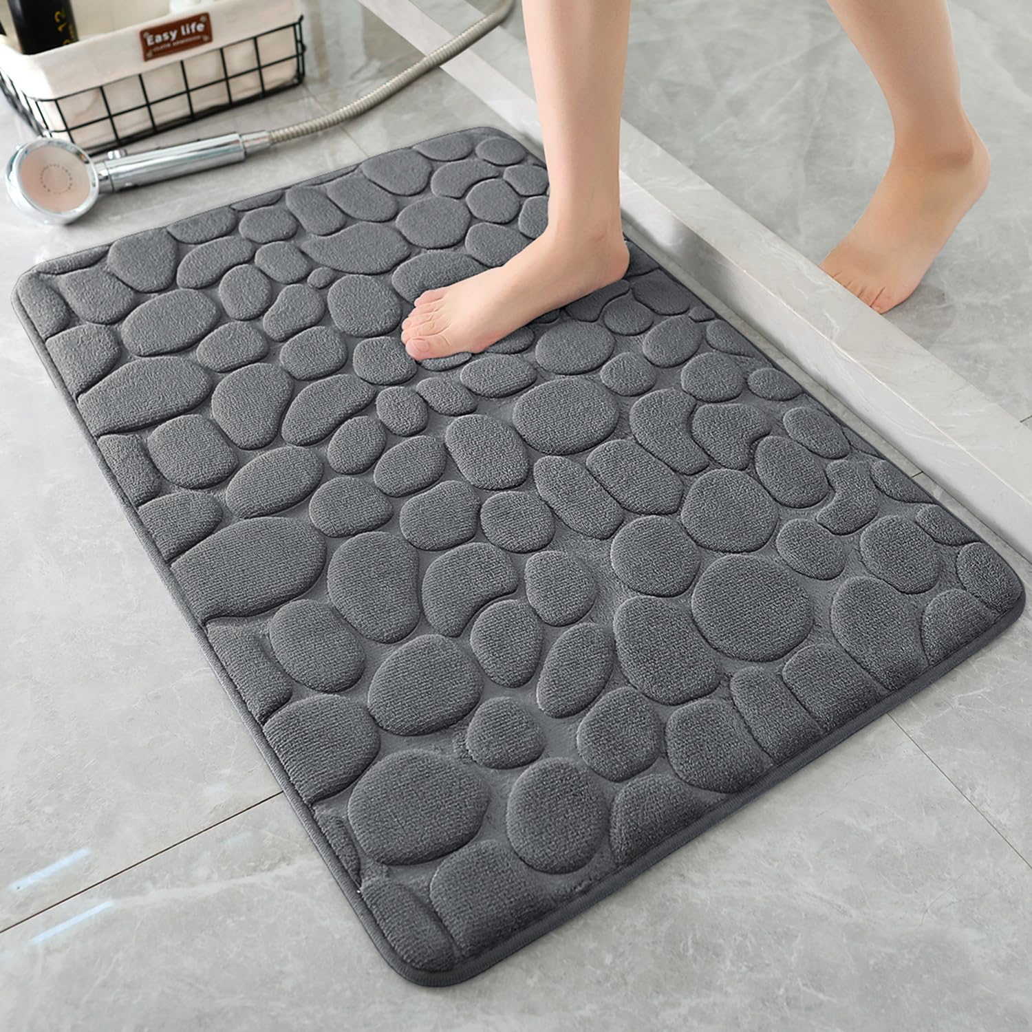 Memory foam bath mat Coblestone (gray or black)