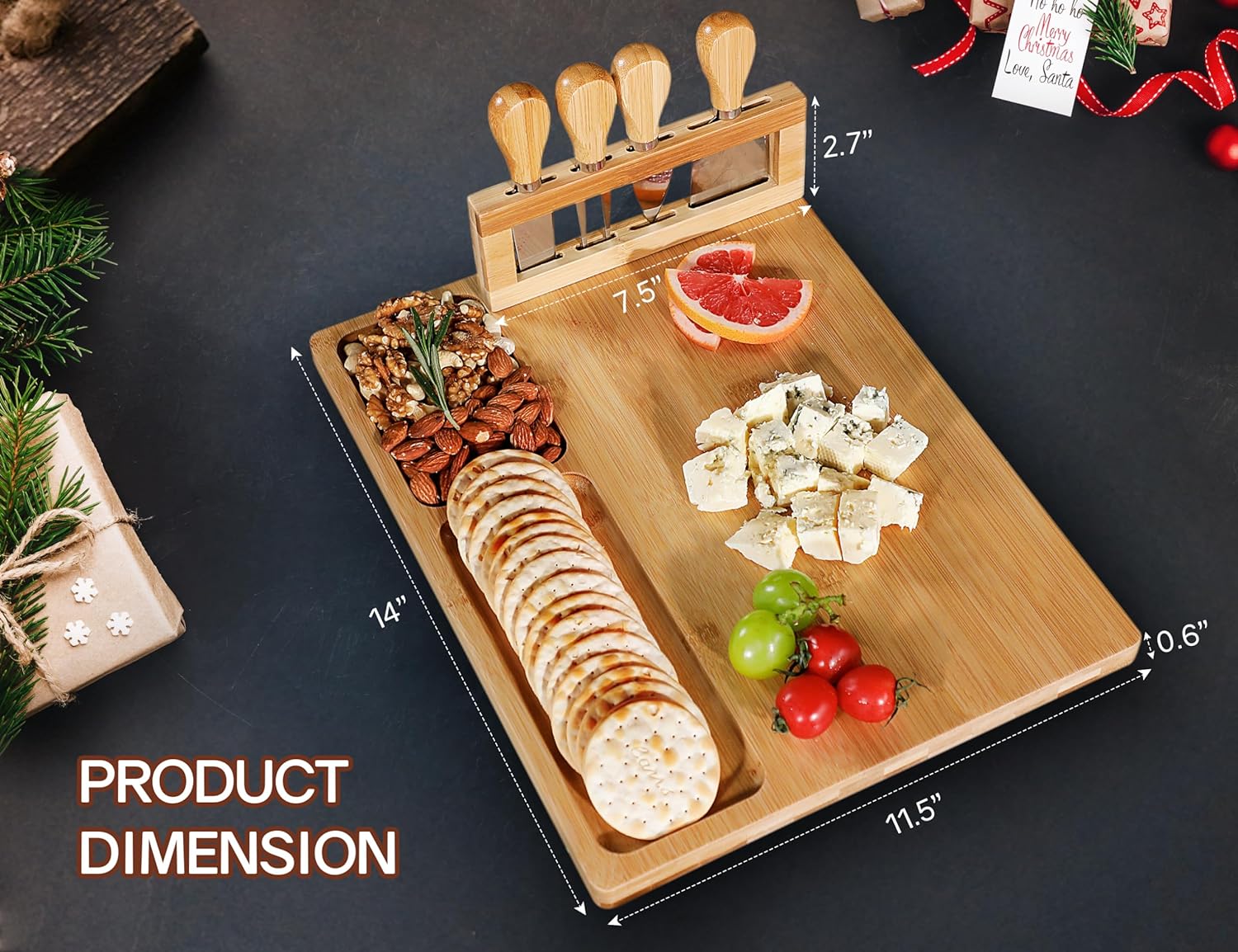 Wooden Cheese Board Set with Knife and Fork
